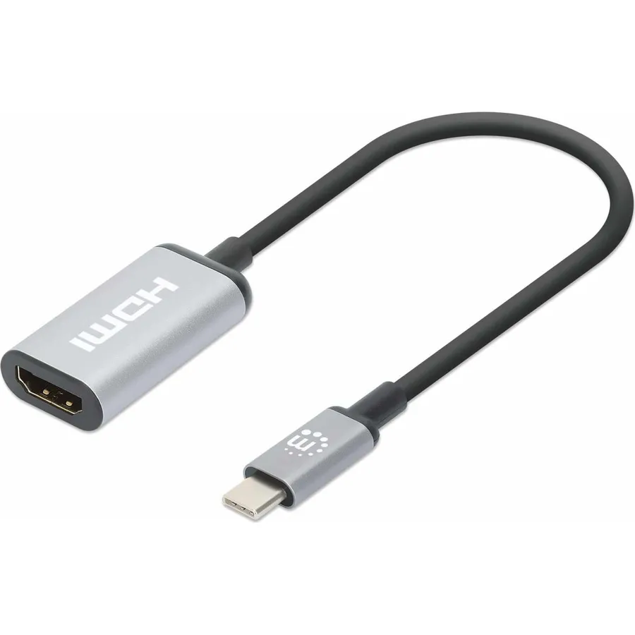 Adaptador Manhattan Usb-C A Hdmi 4K 60Hz Hdmi Hembra, Negro/Plata 153706