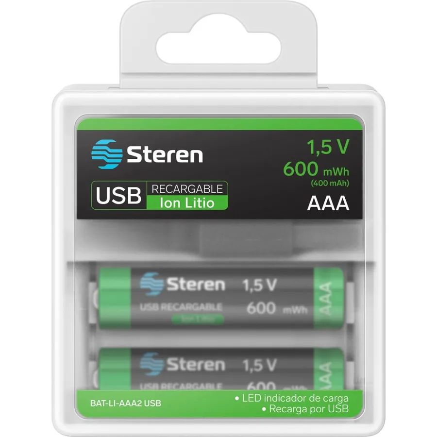 Bateria Recargable Aaa Steren 1.5V 370Mah 2X Piezas Bat-Li-Aaa2 Usb