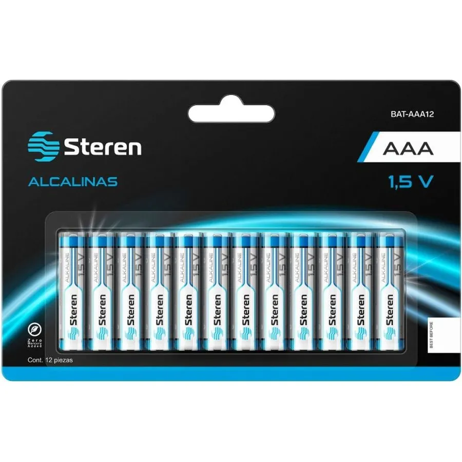 Baterias Steren Alcalinas Aaa 1.5V 12 Piezas Bat-Aaa12