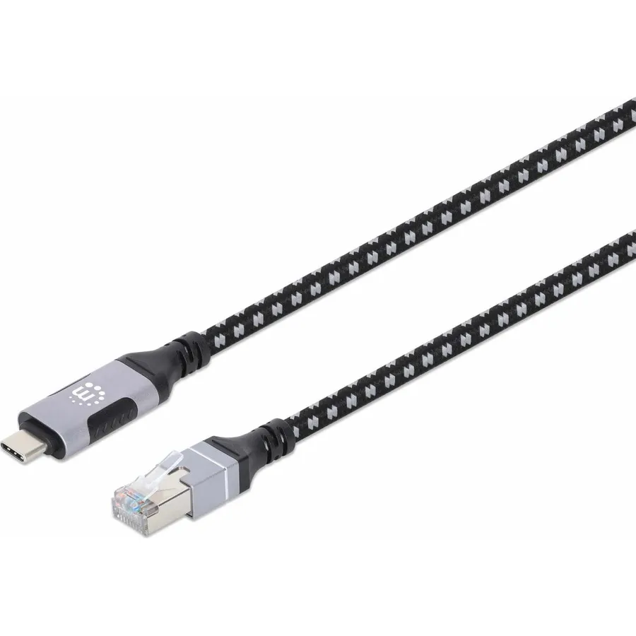 Cable Usb-C Manhattan 394826 Rj-45 Usb-C 2M Negro/Plata Cat6 1Gbps 394826