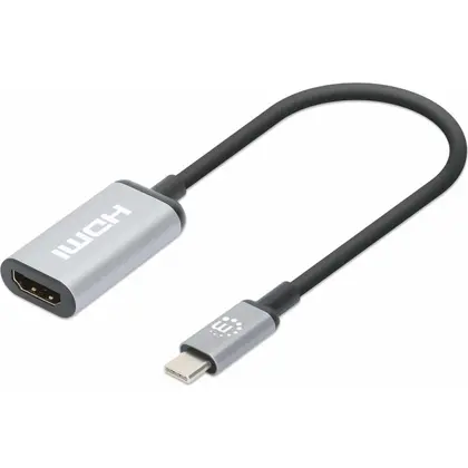 Adaptador Manhattan Usb-C A Hdmi 4K 60Hz Hdmi Hembra, Negro/Plata 153706