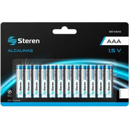 Baterias Steren Alcalinas Aaa 1.5V 12 Piezas Bat-Aaa12