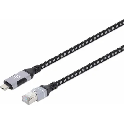 Cable Usb-C Manhattan 394826 Rj-45 Usb-C 2M Negro/Plata Cat6 1Gbps 394826